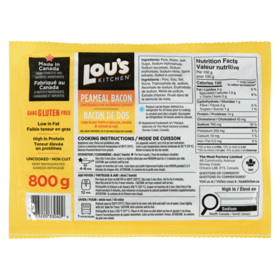 Lous Peameal Bacon Original 800 g, $1.38/100g
