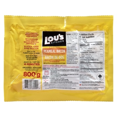 Lou’s Bacon de dos enrobé de semoule de maïs 800 g, 1,12 $/100g