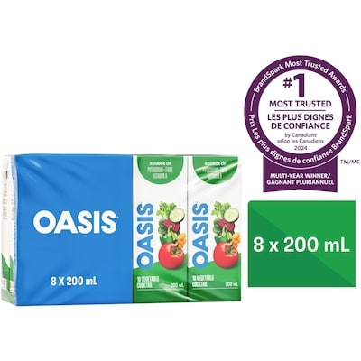 Oasis 10 Vegetable Cocktail Veggie Juice 8x200.0 ml, $0.28/100ml