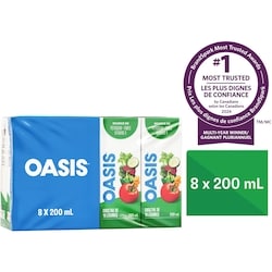 Oasis Jus cocktail 10 légumes 8x200.0 ml, 0,28 $/100ml