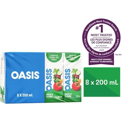 Oasis Jus cocktail 10 légumes 8x200.0 ml, 0,28 $/100ml
