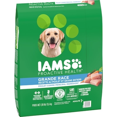 Nourriture sèche pour chiens adultes de grande race recette avec poulet et grains entiers