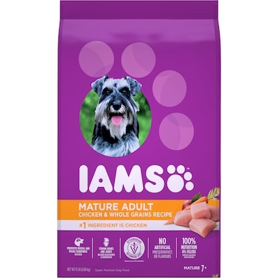Iams Nourriture sèche pour chiens âgés recette avec poulet et grains entiers 6.804 kg, 0,53 $/100g