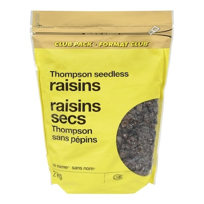 No Name Thompson Seedless Raisins Club Size 2 kg, $0.97/100g