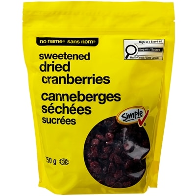 No Name Sweetened Dried Cranberries 750 g, $1.27/100g
