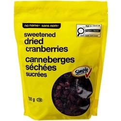 Sans Nom Canneberges séchées sucrées  750 g, 1,20 $/100g
