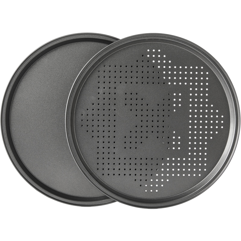 Non-Stick Carbon Steel 12-in Pizza and Crisper Pans 2-Pack 