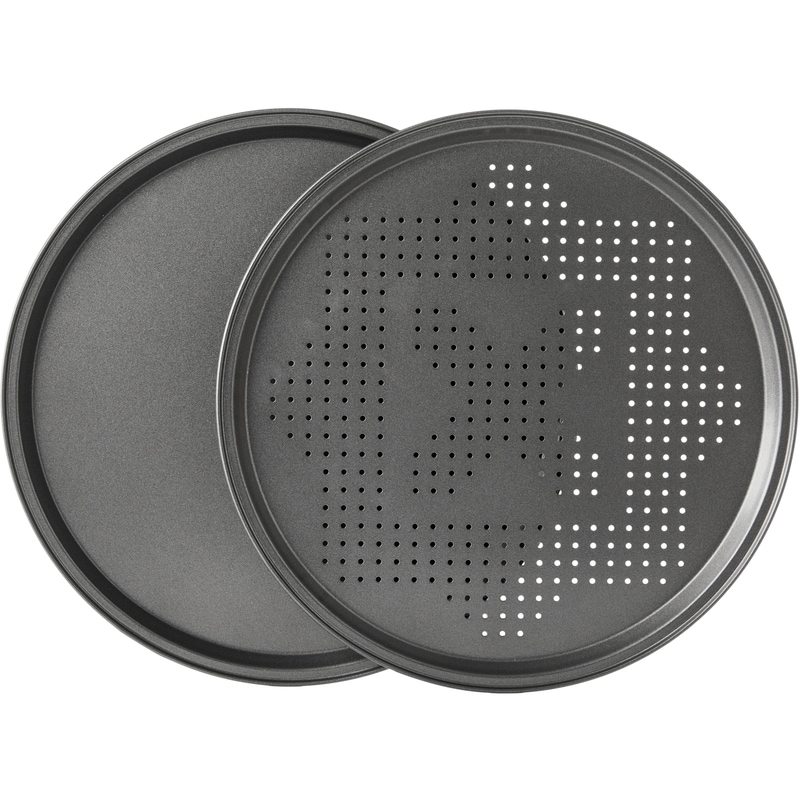 Non-Stick Carbon Steel 12-in Pizza and Crisper Pans 2-Pack 