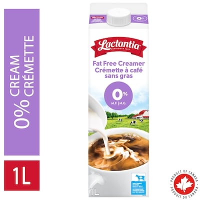 Lactantia Crème sans gras 0 % 1 l, 0,46 $/100ml