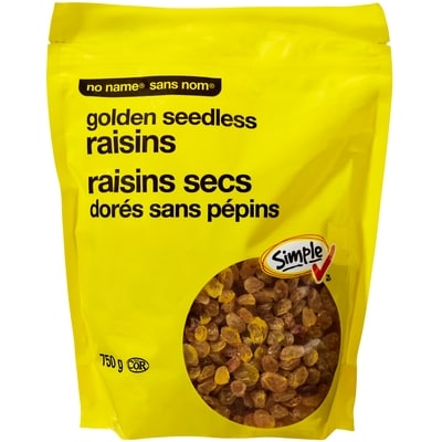 No Name Golden Seedless Raisins 750 g, $1.33/100g