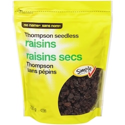 No Name Thompson Seedless Raisins 750 g, $1.33/100g