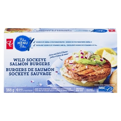 PC Blue Menu Wild Sockeye Salmon Burger 568 g, $2.46/100g