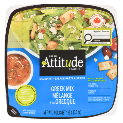 Fresh Attitude Greek Salad with Toppings Single Sized 185 g, $3.78/100g