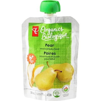 PC Biologique Nourriture en purée pour bébé Biologique, poires 128 ml, 0,78 $/100ml