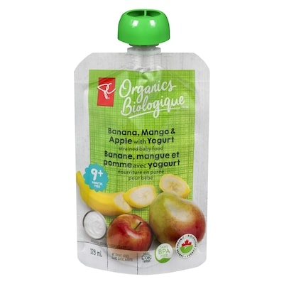 PC Biologique Yogourt Banane, Mangue Et Pomme 128 ml, 0,78 $/100ml