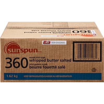 Sunspun Mini godets ronds de beurre salé fouetté  360x4.5 g, 2,28 $/100g