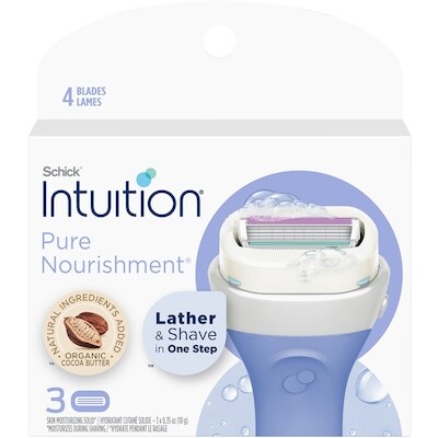 Schick Cartouches de lames Schick Intuition Pure Nourishment avec lait de noix de coco et huile d’amande douce, 3u 1 ea, 6,00 $/1ch