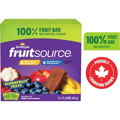 SunRype Fruitsource 100% Fruit Bar Pack 444 g, $3.26/100g