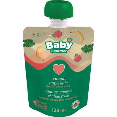 Baby Gourmet Purée Biologique Banane, pomme et chou frisé 128 ml, 1,79 $/100ml