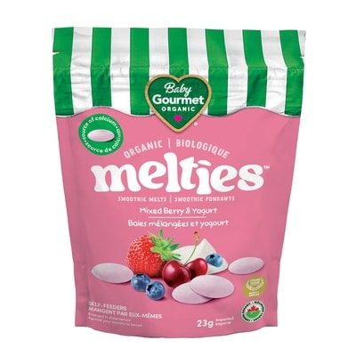 Baby Gourmet Fondants biologiques Melties baies melangées et yogourt pour bébé  23 g, 21,74 $/100g