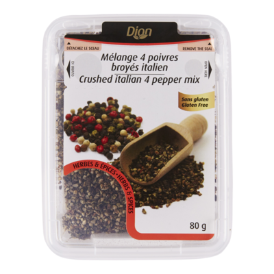 Dion Herbes & épices mélange 4 poivres broyés italien 80 g, 11,25 $/100g