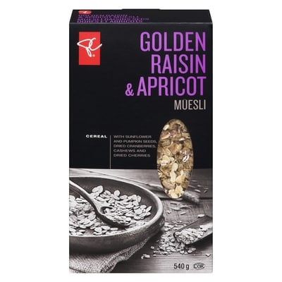 PC Black Label Golden Raisin & Apricot Muesli 540 g, $1.11/100g