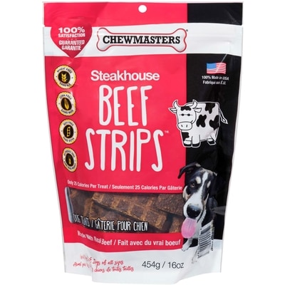 null Chewmaster Real Beef Strips 454 g, $2.42/100g