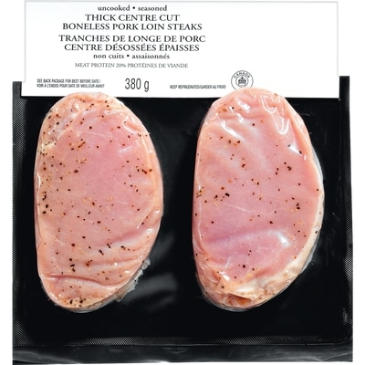 null Thick Centre Cut Pork Loin Steak, Boneless 380 g, $1.58/100g