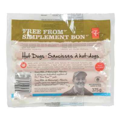 President's Choice Free From Wieners 375 g, $1.81/100g