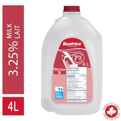 Beatrice Homogenized Milk 3.25% 4 l, $0.16/100ml