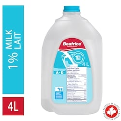 Beatrice Partly Skimmed Milk 1% 4 l, $0.15/100ml