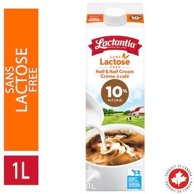 Lactantia Sans lactose. crème à café 10 % 1 l, 0,51 $/100ml