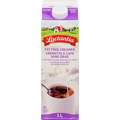 Lactantia Fat Free Creamer 0% 1 l, $0.60/100ml
