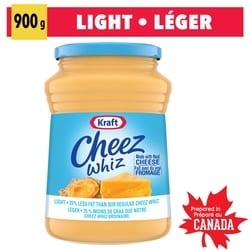 Kraft Cheez Whiz Light Cheese Spread 900 g, $1.22/100g