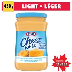 Kraft Cheez whiz tartinade de fromage léger 450 g, 1,66 $/100g