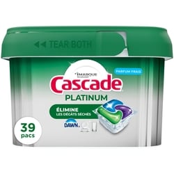 Cascade Détergent pour lave-vaisselle Platinum, Frais, 39 u 39 ea, 0,38 $/1ch
