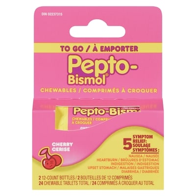Pepto Bismol Comprimés à croquer pour emporter, cerise 24 ea, 0,77 $/1ch