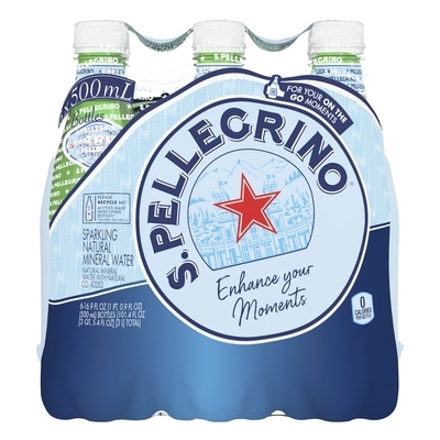 San Pellegrino Sparkling Carbonated Mineral Water 6x500.0 ml, $0.30/100ml