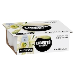 Liberte Greek 0% Yogurt 4-Pack, Vanilla, High Protein and Probiotics 4x100.0 g, $1.37/100g