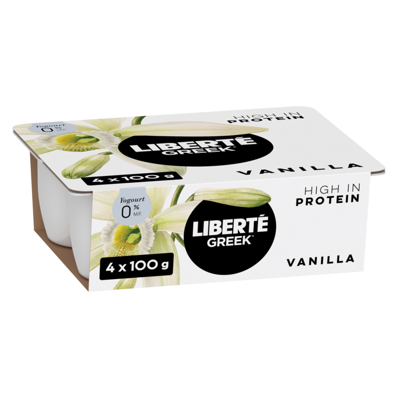 Liberte Greek 0% Yogurt 4-Pack, Vanilla, High Protein and