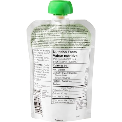 Nourriture pour bébé Biologique, bananes, pommes et carottes