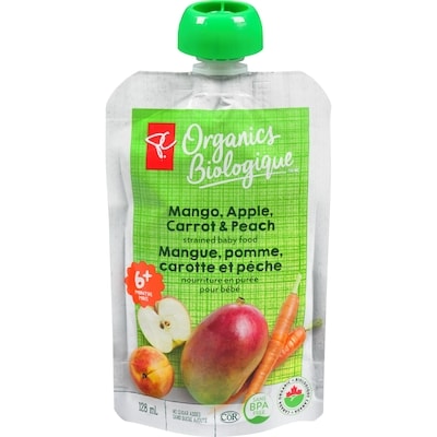 PC Organics  Mango, Apple, Carrot, and Peach Strained Organic Baby Food 128 ml, $1.16/100ml