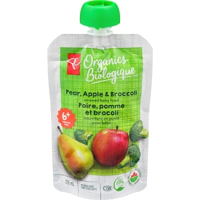 PC Organics Pear, Apple, and Broccoli Strained Organic Baby Food 128 ml, $1.16/100ml