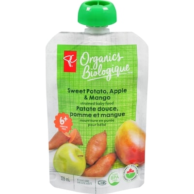 PC Organics Sweet Potato, Apple, and Mango Strained Organic Baby Food 128 ml, $1.16/100ml