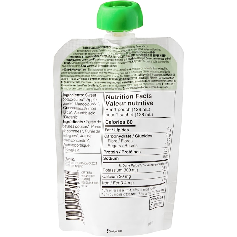 Sweet Potato, Apple, and Mango Strained Organic Baby Food