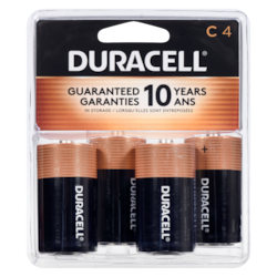 Duracell Pile alcaline Coppertop C 4 ea, 3,50 $/1ch