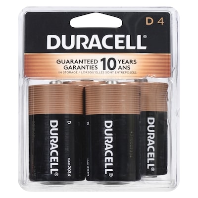 Duracell Coppertop Alkaline Batteries, D 4 ea, $3.50/1ea