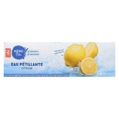 Eau pétillante au citron, paquet de 12