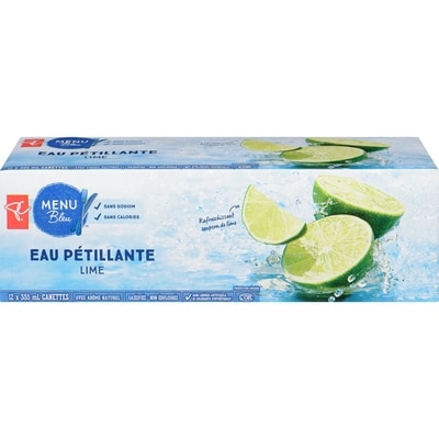 PC Menu Bleu Eau pétillante à la lime, paquet de 12 12x355.0 ml, 0,14 $/100ml