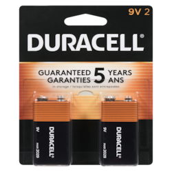 Duracell Piles alcalines 9V Coppertop 2 ea, 7,00 $/1ch